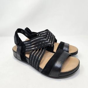 Romika Fidschi 64 Black Leather Slingback Sandals Womens 36 US 5 Comfort Shoes